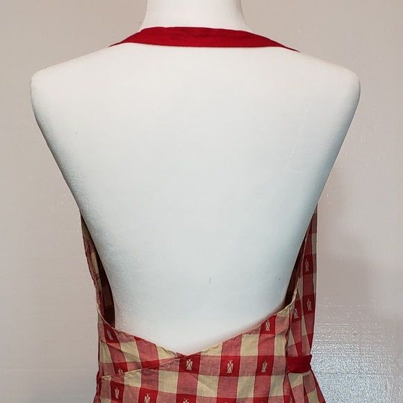 Christmas Angels Kitchen Apron, Red and Tan, with Wrap Tie and Pocket - Picture 9 of 9